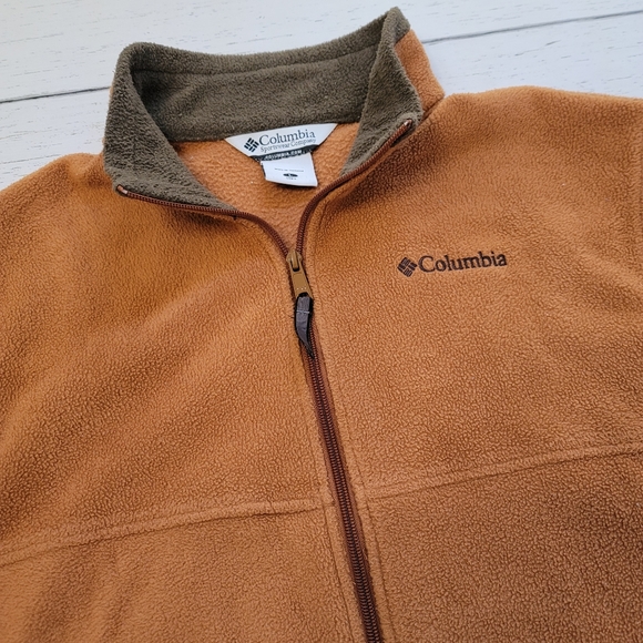 Columbia Men's Full Zip Up Technical Fleece Sweater Jacket in Brown Size Large - Picture 3 of 6